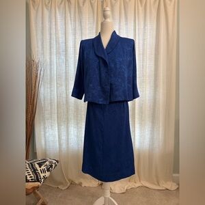 VINTAGE Handmade Bespoke Skirt Suit 1980s Royal Blue